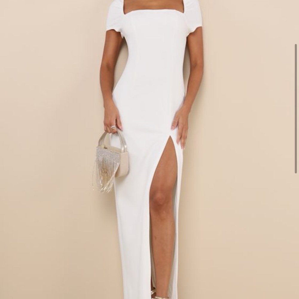 Magnificent Impression White Square Neck Short Sleeve Maxi Dress by Lulus